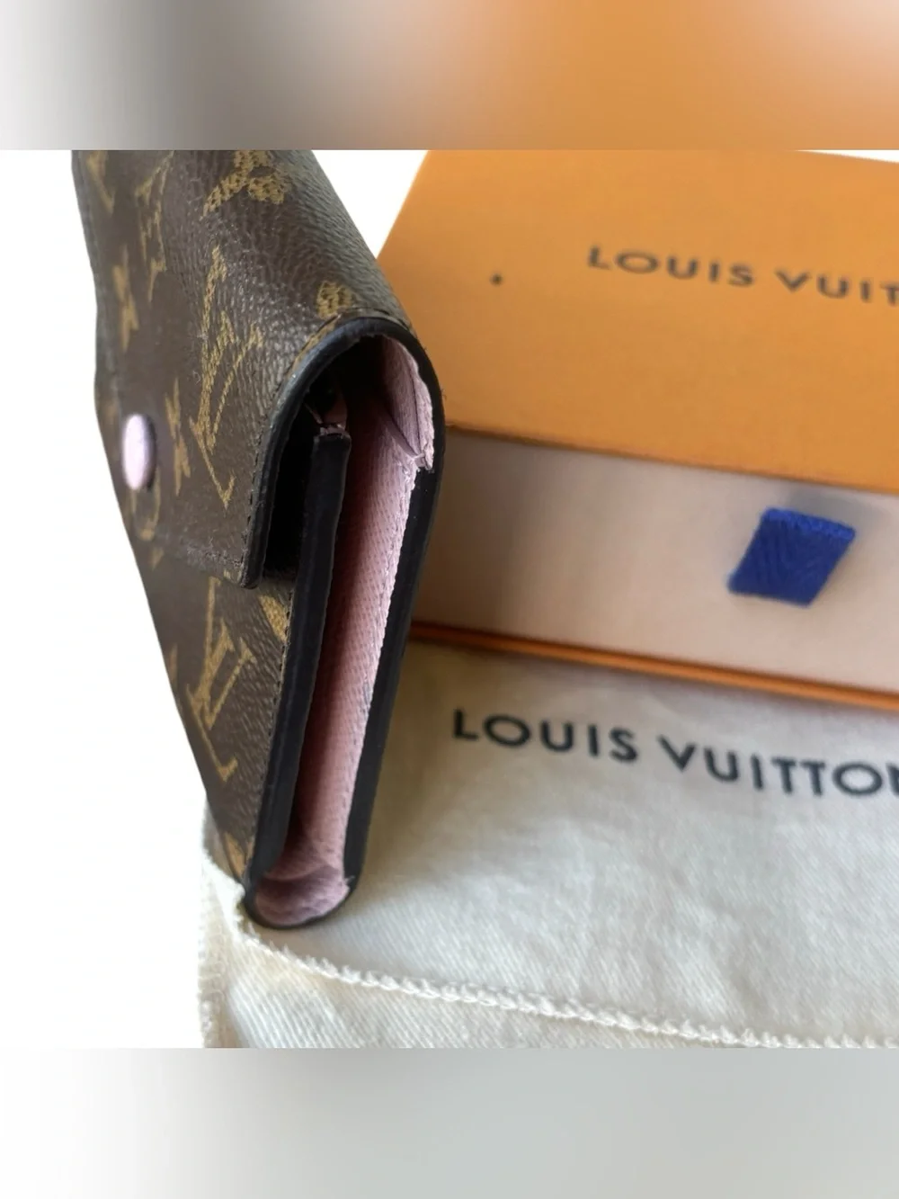 Louis Vuitton Victorine Monogram Rose Ballerine Wallet & Box